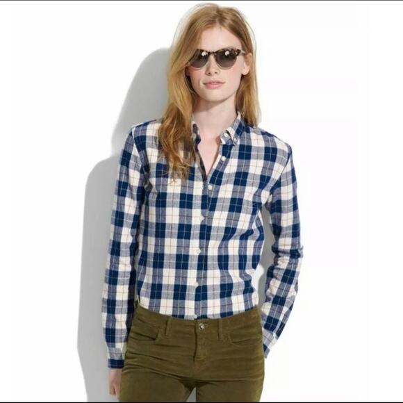 Madewell x Penfield Boyfriend Fit Women’s Blue Plaid Flannel Button Down Size S - Picture 1 of 11